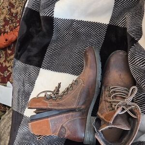 Brown Leather Lace-Up Boots